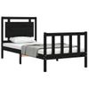 Cama Individual | Cama Para Adultos | Estructura De Cama Con Cabecero Madera Maciza Negro 90x190 Cm Cfw731112