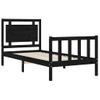 Cama Individual | Cama Para Adultos | Estructura De Cama Con Cabecero Madera Maciza Negro 90x190 Cm Cfw731112