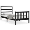 Cama Individual | Cama Para Adultos | Estructura De Cama Con Cabecero Madera Maciza Negro 90x190 Cm Cfw808022