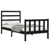 Cama Individual | Cama Para Adultos | Estructura De Cama Con Cabecero Madera Maciza Negro 90x190 Cm Cfw808022