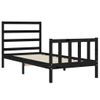 Cama Individual | Cama Para Adultos | Estructura De Cama Con Cabecero Madera Maciza Negro 90x190 Cm Cfw808022