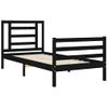 Cama Individual | Cama Para Adultos | Estructura De Cama Con Cabecero Madera Maciza Negro 90x200 Cm Cfw990694