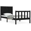 Cama Individual | Cama Para Adultos | Estructura De Cama Con Cabecero Madera Maciza Negro 90x200 Cm Cfw674870