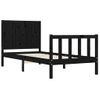 Cama Individual | Cama Para Adultos | Estructura De Cama Con Cabecero Madera Maciza Negro 90x200 Cm Cfw674870