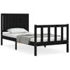 Cama Individual | Cama Para Adultos | Estructura De Cama Con Cabecero Madera Maciza Negro 90x200 Cm Cfw404278