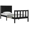 Cama Individual | Cama Para Adultos | Estructura De Cama Con Cabecero Madera Maciza Negro 90x200 Cm Cfw404278