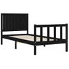 Cama Individual | Cama Para Adultos | Estructura De Cama Con Cabecero Madera Maciza Negro 90x200 Cm Cfw404278