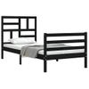 Cama Individual | Cama Para Adultos | Estructura De Cama Con Cabecero Madera Maciza Negro 90x200 Cm Cfw975384