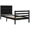 Cama Individual | Cama Para Adultos | Estructura De Cama Con Cabecero Madera Maciza Negro 90x200 Cm Cfw779706