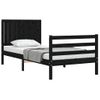 Cama Individual | Cama Para Adultos | Estructura De Cama Con Cabecero Madera Maciza Negro 90x200 Cm Cfw650809