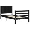 Cama Individual | Cama Para Adultos | Estructura De Cama Con Cabecero Madera Maciza Negro 90x200 Cm Cfw650809