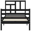 Cama Individual | Cama Para Adultos | Estructura De Cama Con Cabecero Madera Maciza Negro 90x200 Cm Cfw429846