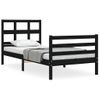 Cama Individual | Cama Para Adultos | Estructura De Cama Con Cabecero Madera Maciza Negro 90x200 Cm Cfw728799