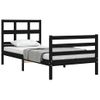 Cama Individual | Cama Para Adultos | Estructura De Cama Con Cabecero Madera Maciza Negro 90x200 Cm Cfw728799