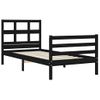 Cama Individual | Cama Para Adultos | Estructura De Cama Con Cabecero Madera Maciza Negro 90x200 Cm Cfw728799