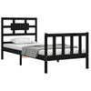 Cama Individual | Cama Para Adultos | Estructura De Cama Con Cabecero Madera Maciza Negro 90x200 Cm Cfw902247