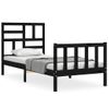 Cama Individual | Cama Para Adultos | Estructura De Cama Con Cabecero Madera Maciza Negro 90x200 Cm Cfw302852