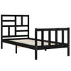 Cama Individual | Cama Para Adultos | Estructura De Cama Con Cabecero Madera Maciza Negro 90x200 Cm Cfw302852