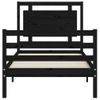 Cama Individual | Cama Para Adultos | Estructura De Cama Con Cabecero Madera Maciza Negro 90x200 Cm Cfw338320