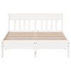 Cama Matrimonial | Cama Para Adultos | Estructura De Cama Con Cabecero Madera Pino Blanco 120x190 Cm Cfw962212