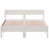 Cama Matrimonial | Cama Para Adultos | Estructura De Cama Con Cabecero Madera Pino Blanco 140x190 Cm Cfw515968