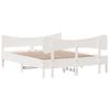 Cama Matrimonial | Cama Para Adultos | Estructura De Cama Con Cabecero Madera Pino Blanco 140x200 Cm Cfw322566