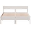 Cama Matrimonial | Cama Para Adultos | Estructura De Cama Con Cabecero Madera Pino Blanco 160x200 Cm Cfw231170