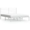 Cama Matrimonial | Cama Para Adultos | Estructura De Cama Con Cabecero Metal Blanca 140x200 Cm Cfw123709