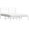 Cama Matrimonial | Cama Para Adultos | Estructura De Cama Con Cabecero Metal Blanca 140x200 Cm Cfw123709