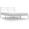 Cama Matrimonial | Cama Para Adultos | Estructura De Cama Con Cabecero Metal Blanca 140x200 Cm Cfw115909