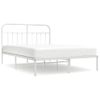 Cama Matrimonial | Cama Para Adultos | Estructura De Cama Con Cabecero Metal Blanca 140x200 Cm Cfw263962