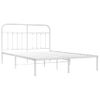 Cama Matrimonial | Cama Para Adultos | Estructura De Cama Con Cabecero Metal Blanca 140x200 Cm Cfw263962