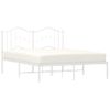 Cama Matrimonial | Cama Para Adultos | Estructura De Cama Con Cabecero Metal Blanca 140x200 Cm Cfw700917