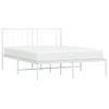 Cama Matrimonial | Cama Para Adultos | Estructura De Cama Con Cabecero Metal Blanca 140x200 Cm Cfw674411