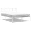 Cama Matrimonial | Cama Para Adultos | Estructura De Cama Con Cabecero Metal Blanca 140x200 Cm Cfw712040