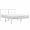 Cama Matrimonial | Cama Para Adultos | Estructura De Cama Con Cabecero Metal Blanca 160x200 Cm Cfw361559