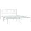 Cama Matrimonial | Cama Para Adultos | Estructura De Cama Con Cabecero Metal Blanca 160x200 Cm Cfw504907