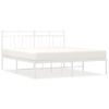 Cama Matrimonial | Cama Para Adultos | Estructura De Cama Con Cabecero Metal Blanca 160x200 Cm Cfw371717