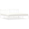 Cama Matrimonial | Cama Para Adultos | Estructura De Cama Con Cabecero Metal Blanca 200x200 Cm Cfw695762