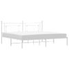 Cama Matrimonial | Cama Para Adultos | Estructura De Cama Con Cabecero Metal Blanca 200x200 Cm Cfw798103