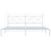 Cama Matrimonial | Cama Para Adultos | Estructura De Cama Con Cabecero Metal Blanca 200x200 Cm Cfw36628