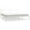 Cama Matrimonial | Cama Para Adultos | Estructura De Cama Con Cabecero Metal Blanca 200x200 Cm Cfw171903