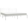 Cama Matrimonial | Cama Para Adultos | Estructura De Cama Con Cabecero Metal Blanca 200x200 Cm Cfw171903