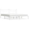 Cama Matrimonial | Cama Para Adultos | Estructura De Cama Con Cabecero Metal Blanca 200x200 Cm Cfw470160