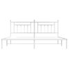 Cama Matrimonial | Cama Para Adultos | Estructura De Cama Con Cabecero Metal Blanca 200x200 Cm Cfw470160