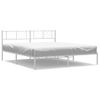 Cama Matrimonial | Cama Para Adultos | Estructura De Cama Con Cabecero Metal Blanca 200x200 Cm Cfw821193