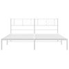 Cama Matrimonial | Cama Para Adultos | Estructura De Cama Con Cabecero Metal Blanca 200x200 Cm Cfw821193