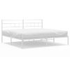 Cama Matrimonial | Cama Para Adultos | Estructura De Cama Con Cabecero Metal Blanca 200x200 Cm Cfw750480