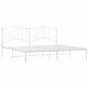 Cama Matrimonial | Cama Para Adultos | Estructura De Cama Con Cabecero Metal Blanca 200x200 Cm Cfw270774