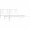 Cama Matrimonial | Cama Para Adultos | Estructura De Cama Con Cabecero Metal Blanca 200x200 Cm Cfw957490